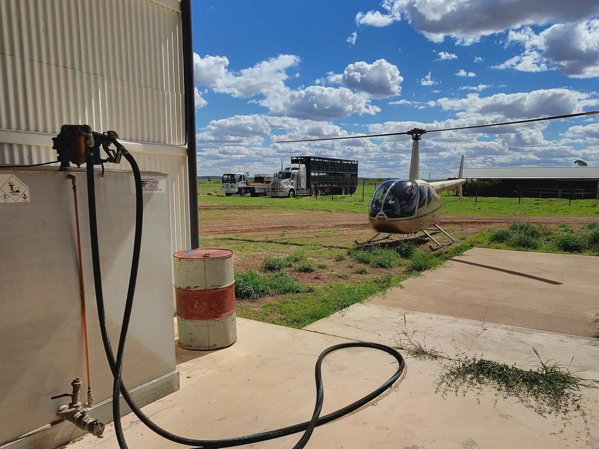 The helicopter at the shed, ready for a job